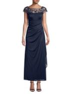 Xscape Petite Lace Side Ruched Gown