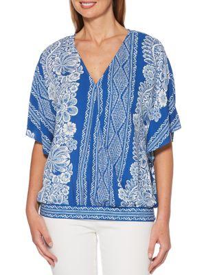 Rafaella Petite Printed Soho Wrap Top