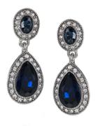 Carolee Blue Crystal Double-drop Earrings