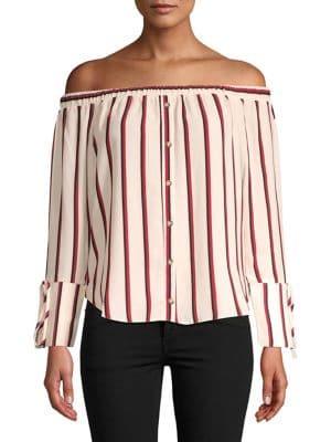 Miss Selfridge Striped Off-the-shoulder Blouse