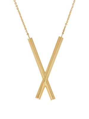 Lord & Taylor 14k Yellow Gold X Pendant Necklace