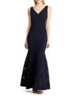 Lauren Ralph Lauren Lace-trim Ruched Trumpet Gown