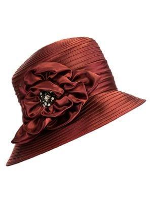 Giovannio Embellished Satin Ribbon Cloche Hat