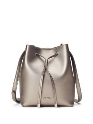 Lauren Ralph Lauren Logo Leather Drawstring Crossbody Bag