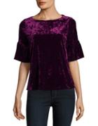 Ivanka Trump Crushed Velvet Bell-sleeve Top