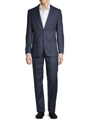 Calvin Klein Extra Slim Fit Windowpane Wool Suit