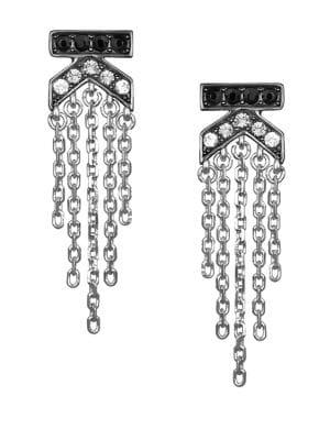 Karl Lagerfeld K Fringe Swarovski Crystals Earrings