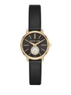 Michael Kors Petite Portia Three-hand Black Leather Watch