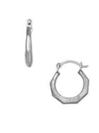 Lord & Taylor 14k White Gold Faceted Hoop Earrings
