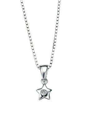 D For Diamond Sterling Silver & Diamond Strar Pendant Neclace