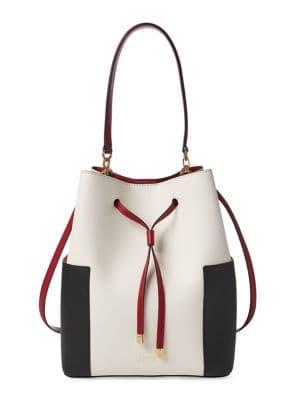 Lauren Ralph Lauren Colorblock Debby Leather Bucket Bag