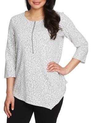 Chaus Graceful Blooms Animal Jacquard Top