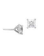 Crislu Classic Crystal, Platinum And Sterling Silver Solitaire Princess Stud Earrings