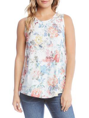 Karen Kane Floral Shirttail Cotton Tank Top