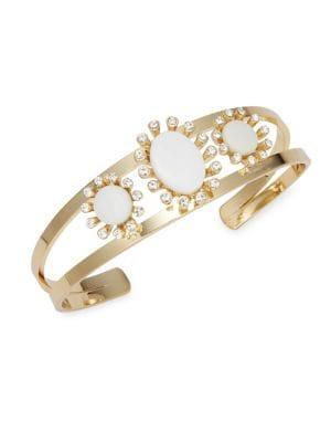 Design Lab Mother-of- Pearl And Crystal Bangle Bracelet