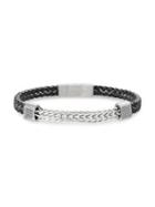 Lord & Taylor Rondel Foxtail Leather & Stainless Steel Braided Bracelet