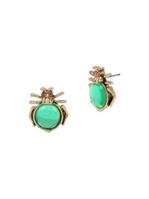 Betsey Johnson Tortifly Goldtone & Crystal Bug Stud Earrings