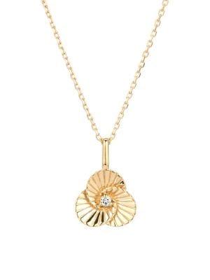 Adina Reyter 14k Yellow Gold And Diamond Flower Rays Pendant Necklace