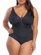 Lauren Ralph Lauren Plus Pin-dot One Piece Swimsuit