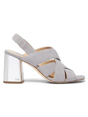 Michael Kors Dixon Metallic-block Slingback Suede Sandals