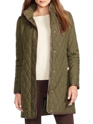 Lauren Ralph Lauren Faux-leather Trim Quilted Jacket