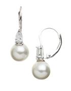 Lord & Taylor Crystal And Pearl Drop Earrings