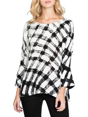 Nic+zoe Checkered Flare Hem Top