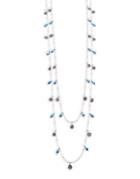 Kenneth Cole New York Shiny Silver Items Crystal Multi-row Station Necklace