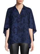H Halston Angel-sleeve Printed Blouse