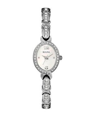 Bulova Ladies' Swarovski Crystal-accented Stainless Steel Bangle Watch, 96l199
