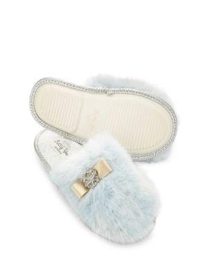 Pretty You London Octavia Faux Fur-accented Mule Slippers
