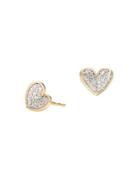 Adina Reyter 14k Yellow Gold & Pave White Diamond Folded Heart Stud Earrings