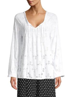 Cupio Eyelet Raglan Sleeve Top