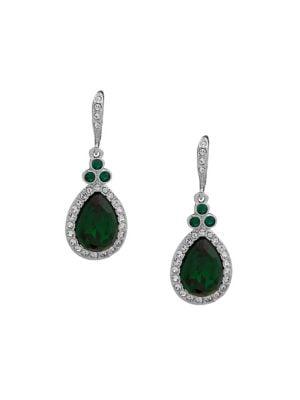 Givenchy Silvertone & Crystal Pear Drop Earrings