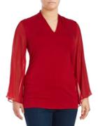 Vince Camuto Plus Chiffon Bell-sleeve Top