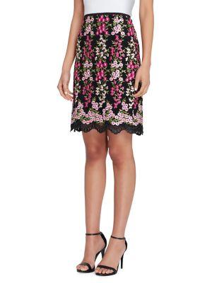 Tahari Arthur S. Levine Scalloped Floral Vine Skirt