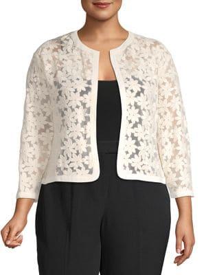 Anne Klein Plus Floral Lace Cardigan