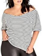 City Chic Plus Sweetly Striped Off-the-shoulder Top