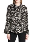 Calvin Klein Plus Pleated Leopard Print Blouse