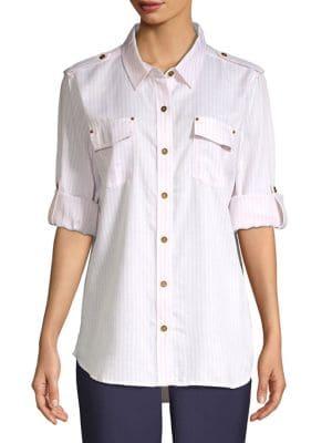 Karl Lagerfeld Striped Button-front Blouse