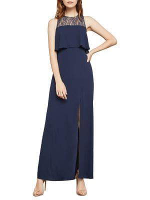 Bcbgmaxazria Sleeveless Cascading Back Ruffle Gown