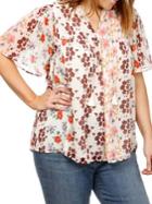 Lucky Brand Plus Plus Floral Short-sleeve Top