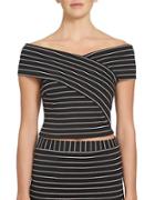 1 State Wrap Front Striped Cropped Top