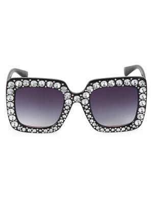 Circus By Sam Edelman 63.5mm Rhinestone Square Frame Sunglasses