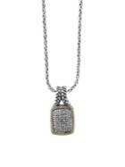Effy 18k Yellow Gold, Sterling Silver And Diamond Square Pendant Necklace