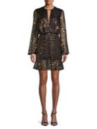 Cooper St Sequin-stripe Mesh Blouson Dress