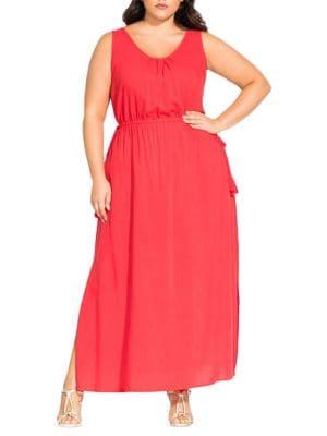 City Chic Plus Sleeveless Tassels Maxi Dress