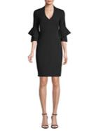 Black Halo Aki Bell Sleeve Mini Sheath Dress