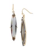 H Halston Goldtone And Marquise Glass Stone Drop Earrings