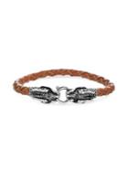 Lord & Taylor Stainless Steel & Leather Dragon Head Bracelet